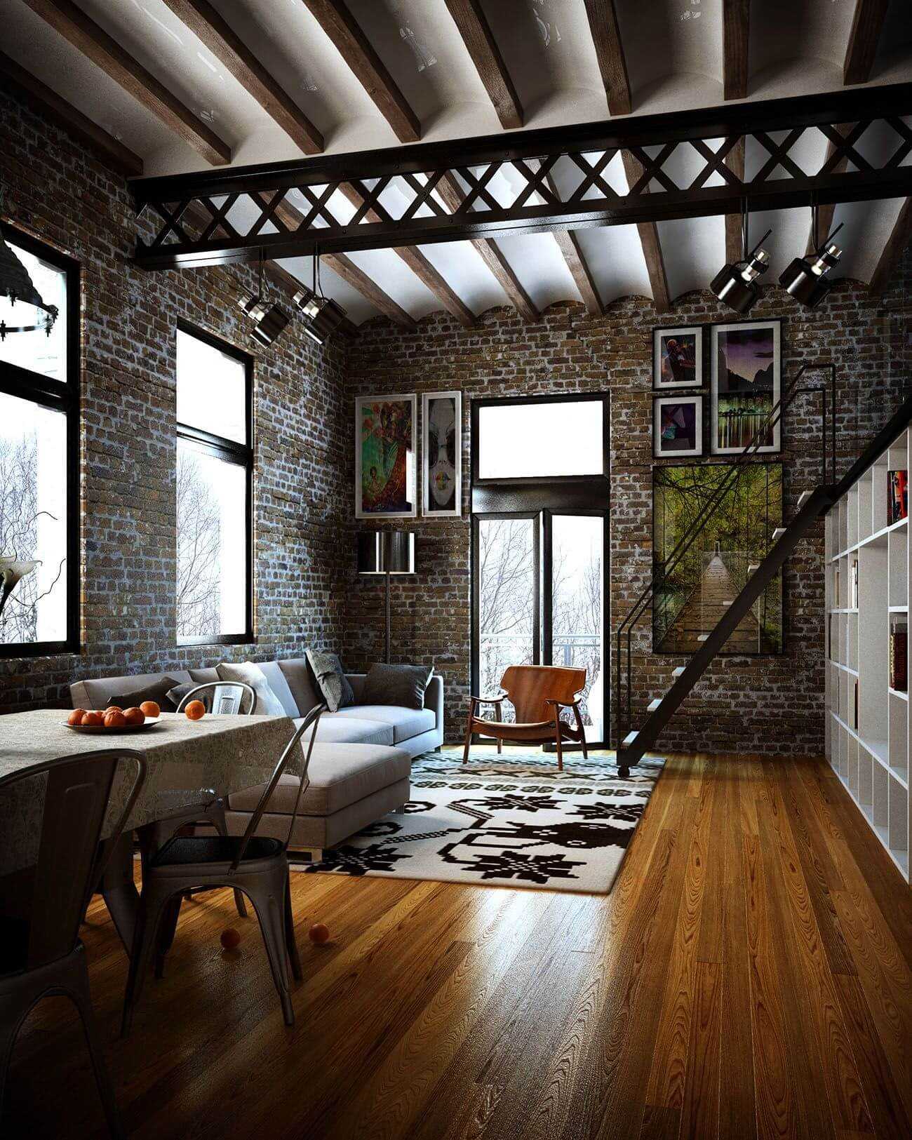 Дизайн квартиры в стиле лофт - 90 фото, красивые интерьеры, идеи ремонта и отделки комнат