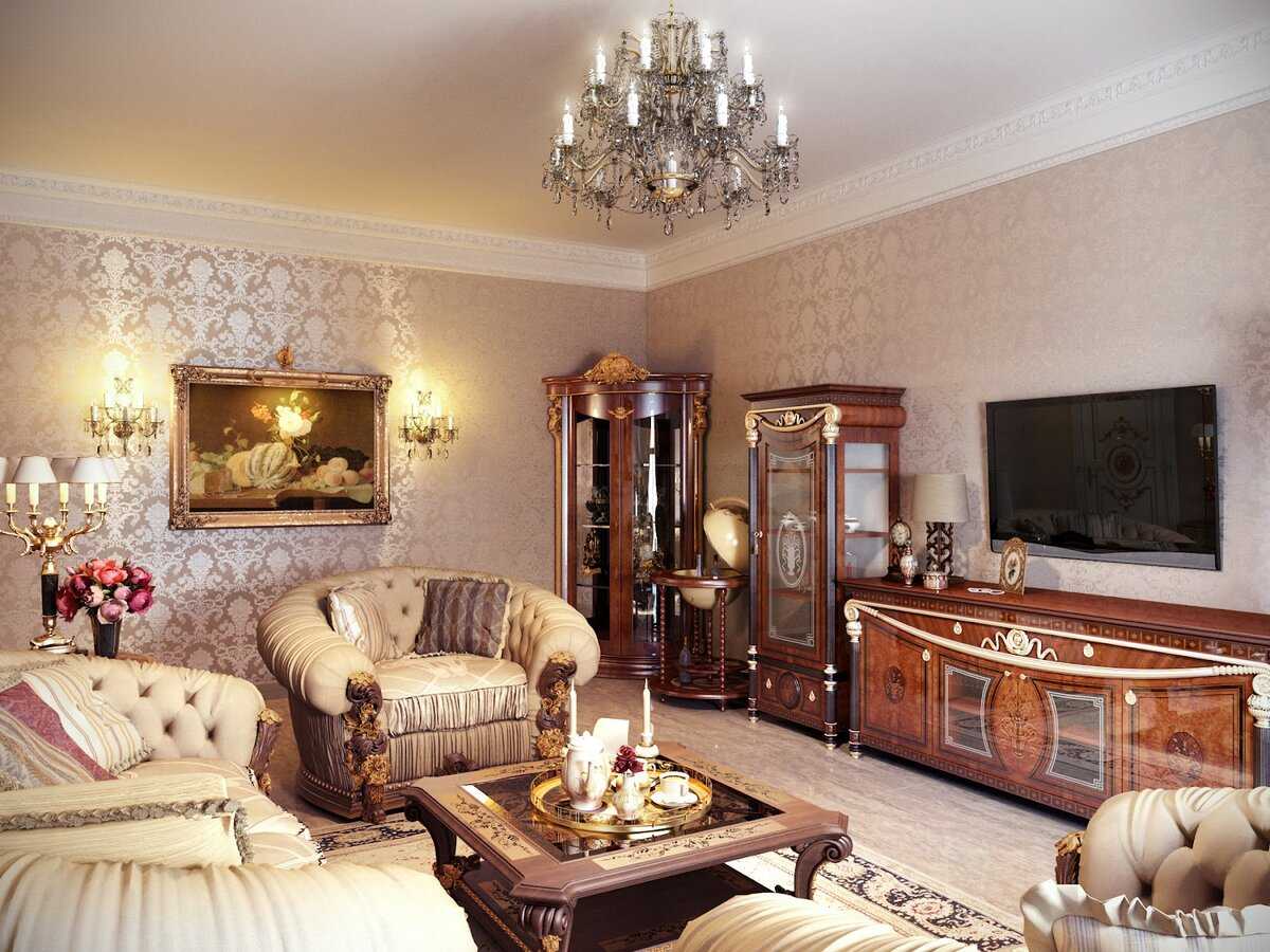 Дизайн гостиной в стиле барокко — 75 фото интерьера со вкусом!