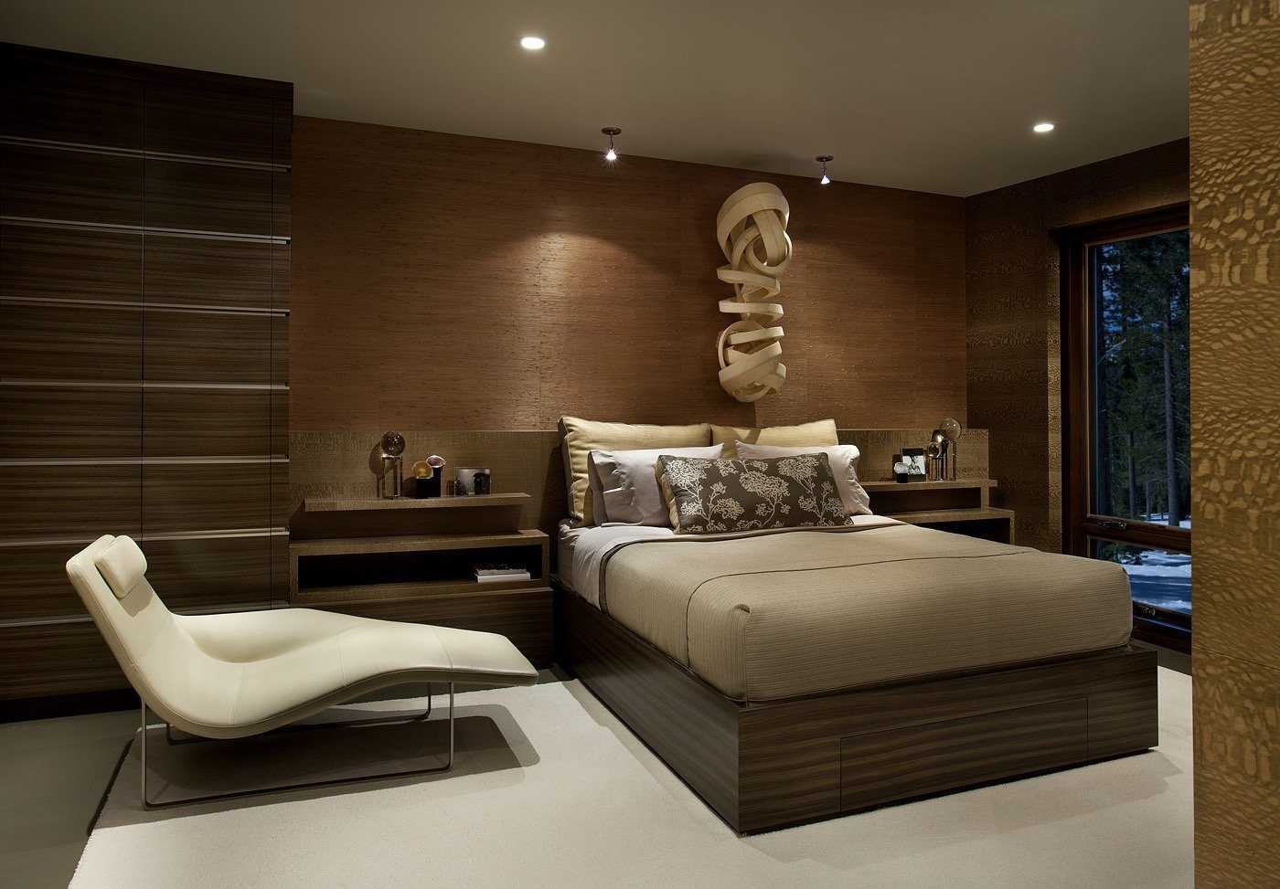 Стильная спальня в коричневых тонах