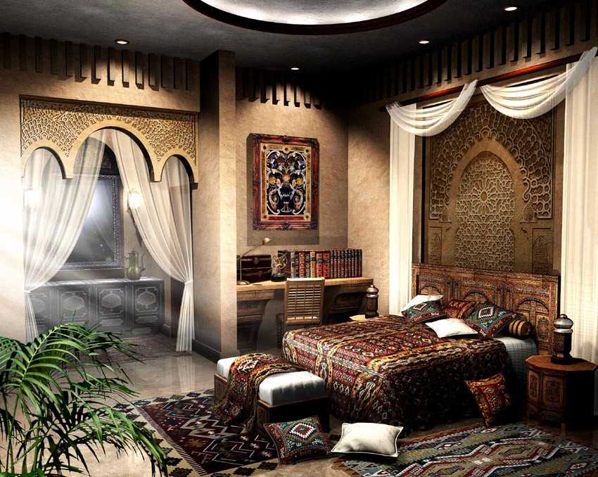 Спальня в восточном стиле принципы оформления, преимущества и недостатки Выбираем мебель и оформляем стены с потолком Текстиль и аксессуары в турецком стиле
