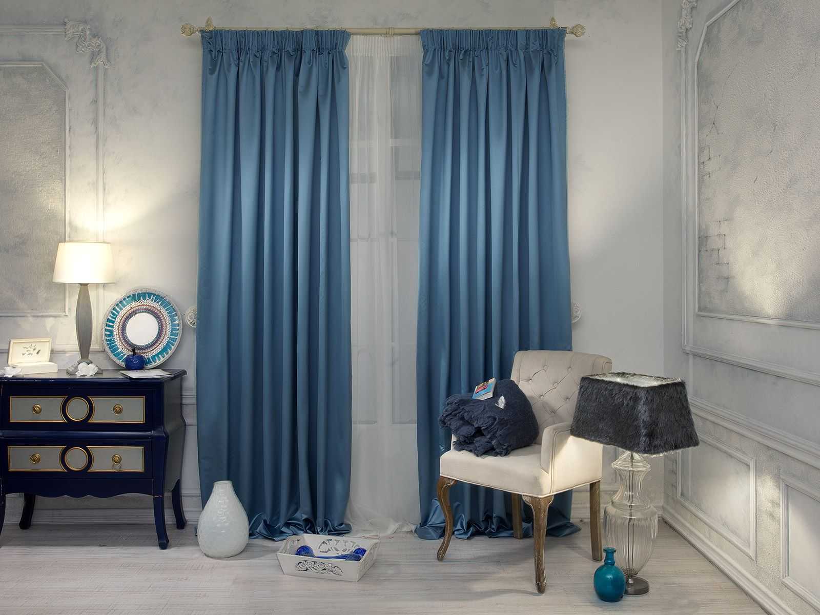 Синие шторы: морские мотивы в интерьере разных комнат (129 фото)