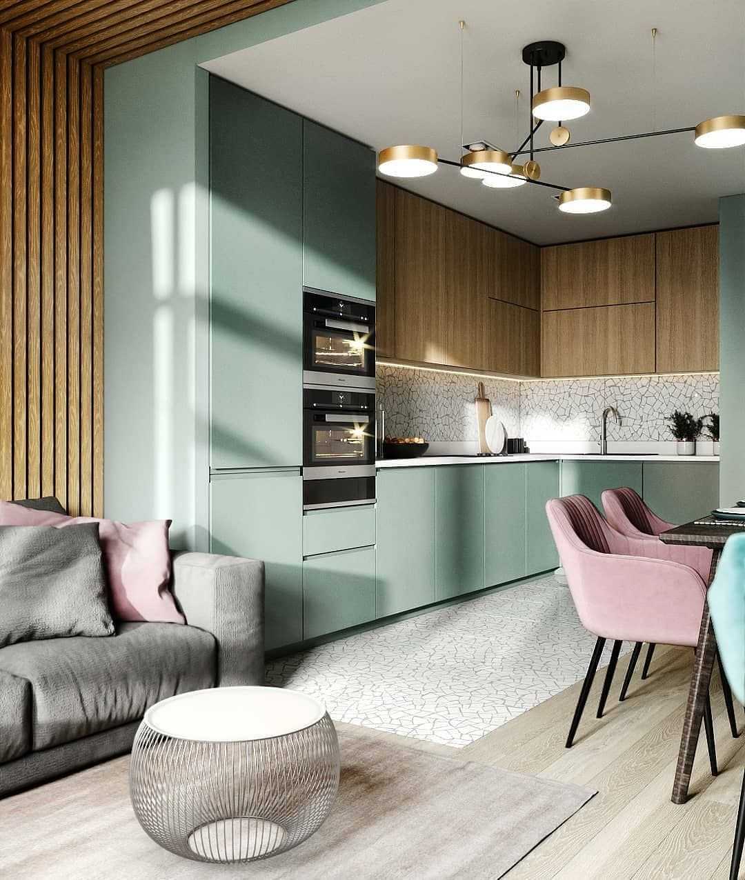 Дизайн интерьера двухкомнатной квартиры: перепланировка, объединение гостиной с кухней или балконом, объединение кухни с балконом, зонирование | ileds.ru