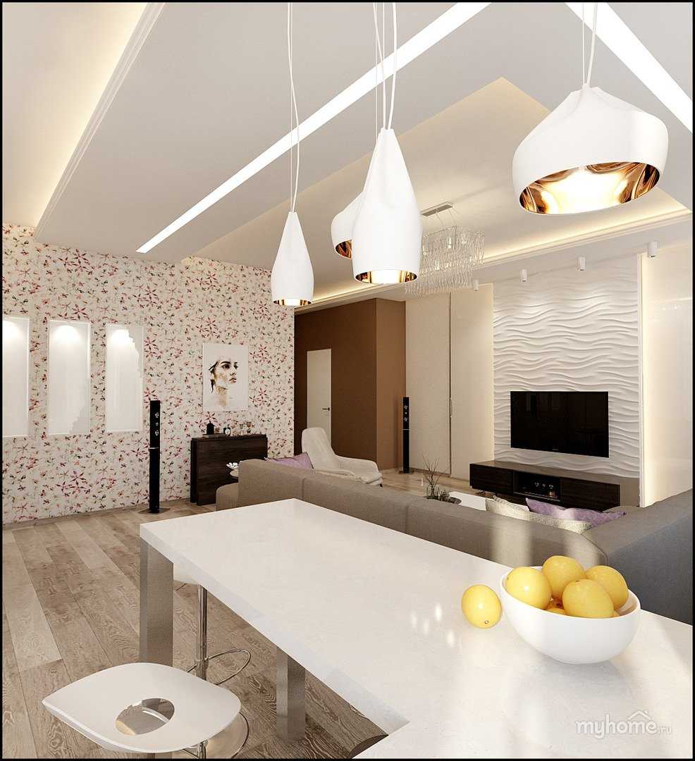 Интерьер кухни гостиной в частном доме: дизайн в современном стиле в светлых тонах, примеры 
 - 41 фото