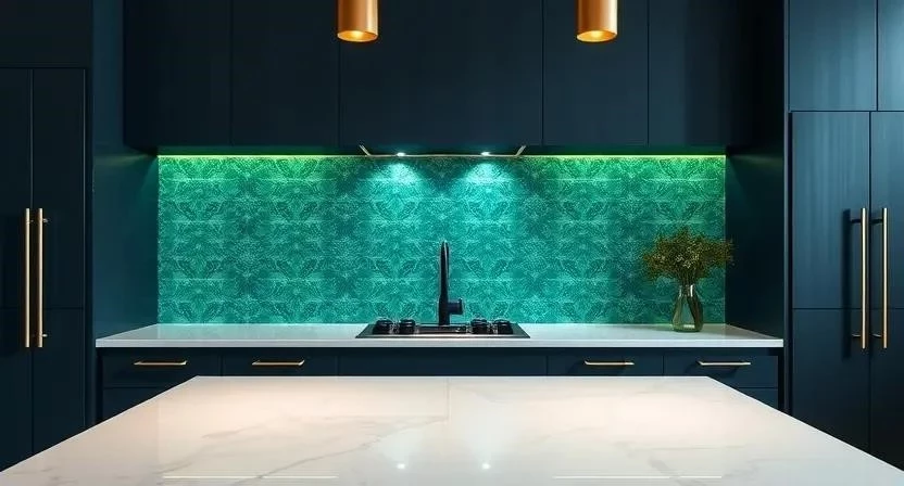 Темные фасады кухни и яркий фартук: правила сочетания