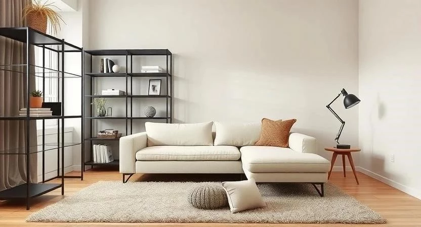 Асимметрия в интерьере маленькой комнаты