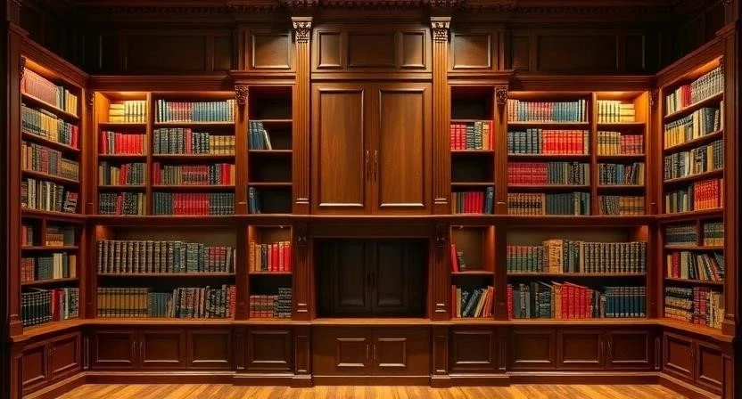 Встроенные книжные шкафы из массива