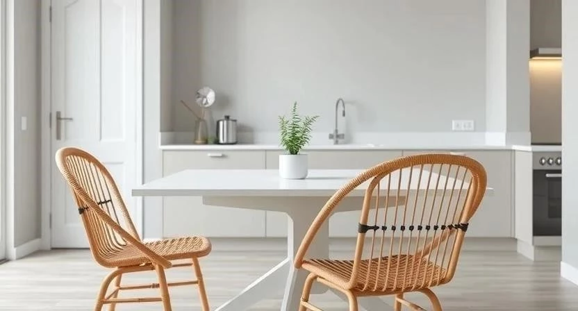 Мебель из ротанга в интерьере кухни