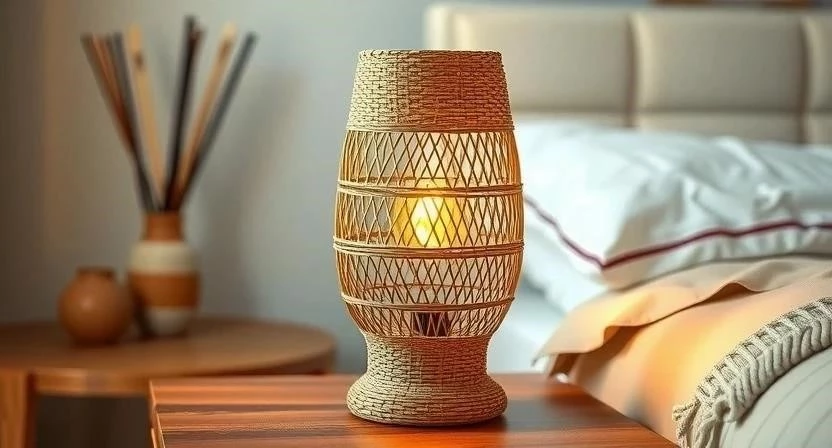Плетеные абажуры в интерьере