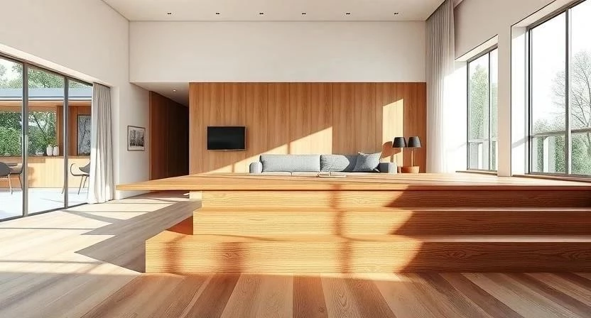 Подиумы и разноуровневые полы для зонирования комнаты