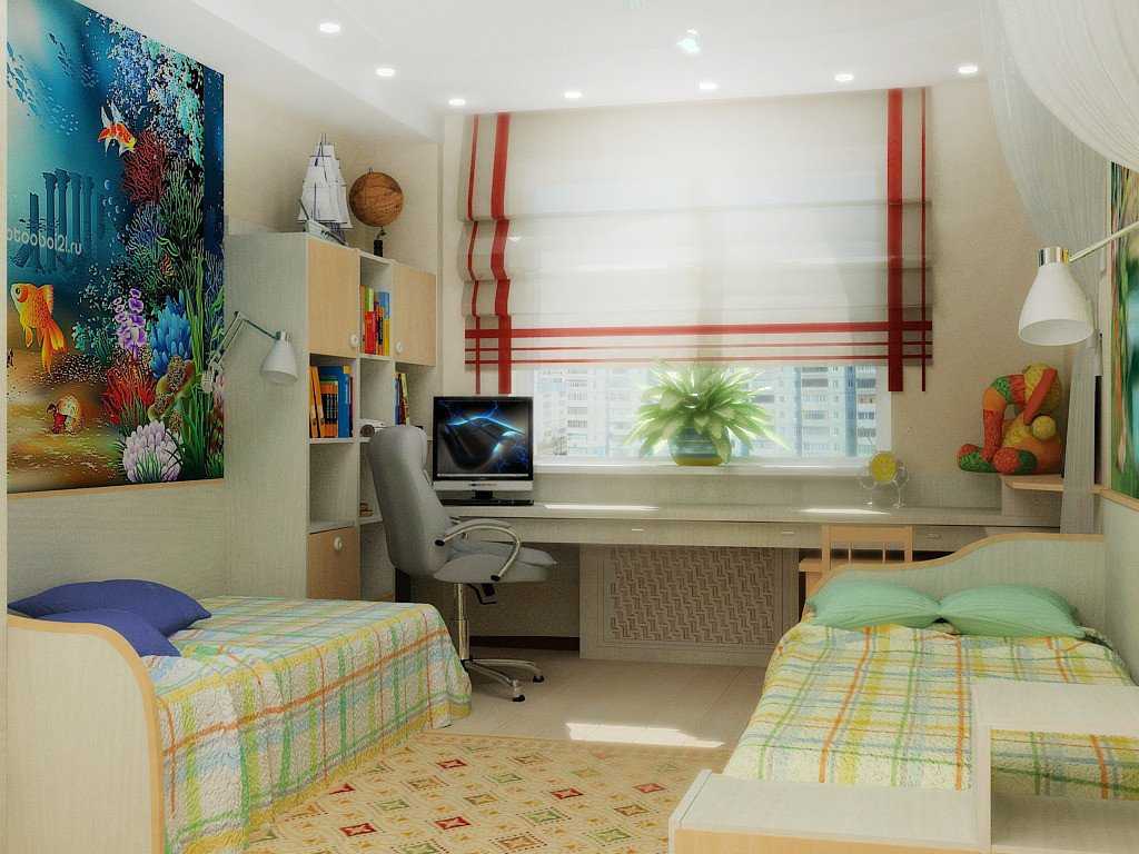 Комната для двух девочек подростков, сестер разного возраста: спальня в современном стиле - 47 фото