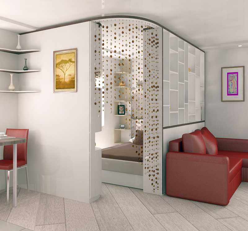 Спальня в однокомнатной квартире  основные методы по зонированию помещения для экономии места Выбор мебели для маленького помещения Популярные виды дизайнов Примеры удачного интерьера