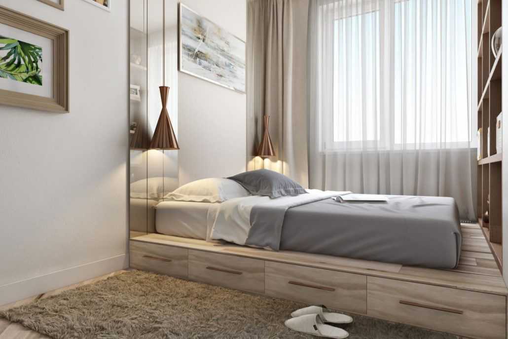 Интерьер спальни с окном: 100 красивых идей дизайна на фото