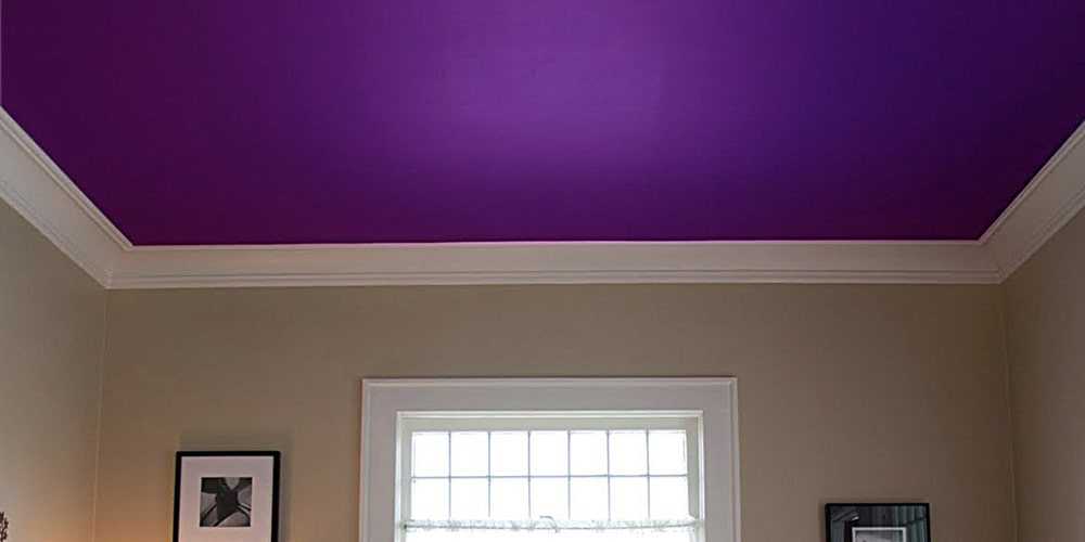 Цвета натяжных потолков в интерьере: фиолетовый, сиреневый, бежевый глянцевый
 - 22 фото