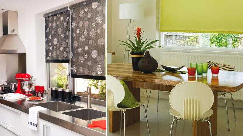 Рулонные шторы на кухню: виды, материалы, дизайн, цветовая гамма, комбинирование