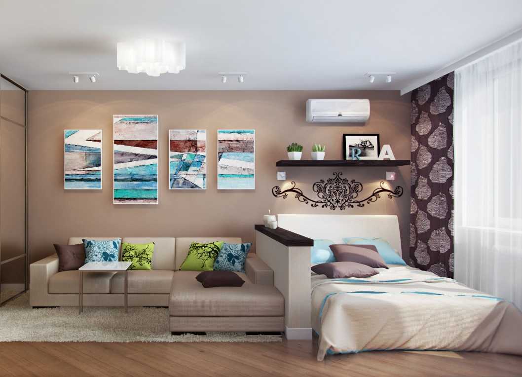 Кровать в однокомнатной квартире  выбор места в малогабаритном помещении, основные способы зонирования пространства для расположения в комнате Виды кроватей и диванов трансформеров, их расположение в дизайне и интерьере помещения