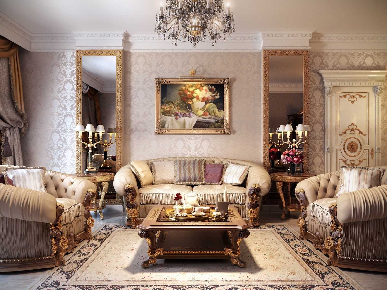 Гостиная в стиле барокко: 100 красивых фото-идей - дизайн интерьера