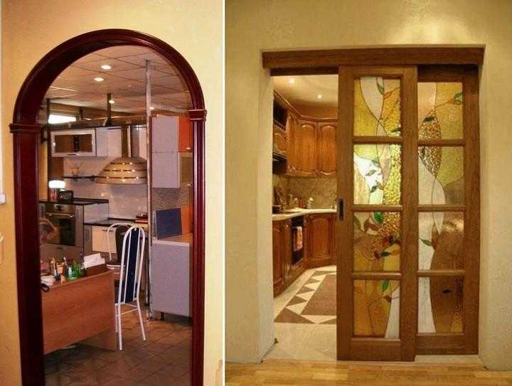 Дверь на кухню со стеклом, складная конструкция, фото-примеры, нужно ли согласование
