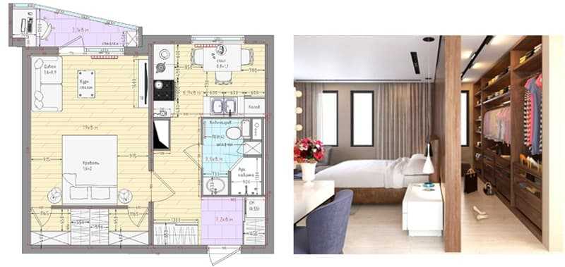 Дизайн однокомнатной квартиры п-44т +50 фото идей