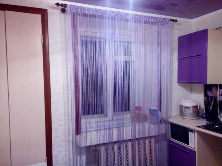 Дизайн нитяных штор на кухню (100 фото)
