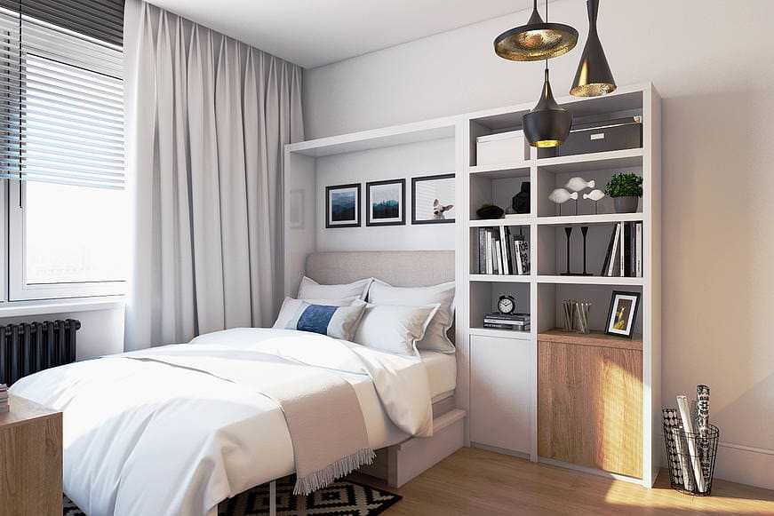 Дизайн маленькой спальни 9 кв м с окном и дверью в современном стиле
 - 31 фото