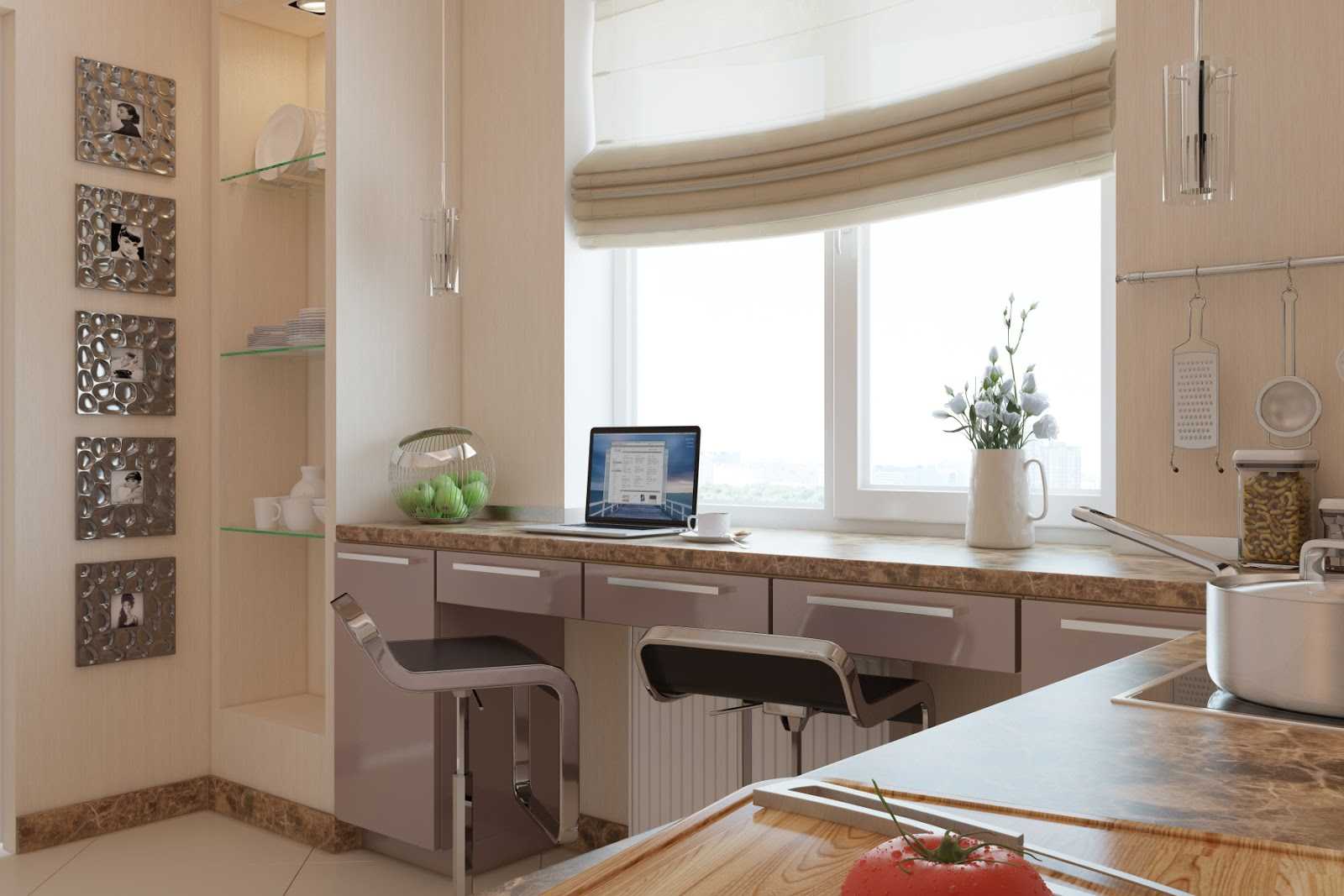 Кухня с большим окном в рабочей зоне в частном доме: интерьер с мойкой и столом под окном, дизайн углового гарнитура
 - 31 фото
