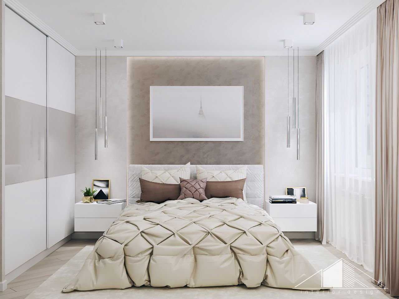 Интерьер спальни в светлых тонах со светлой мебелью в 2021 году: фото