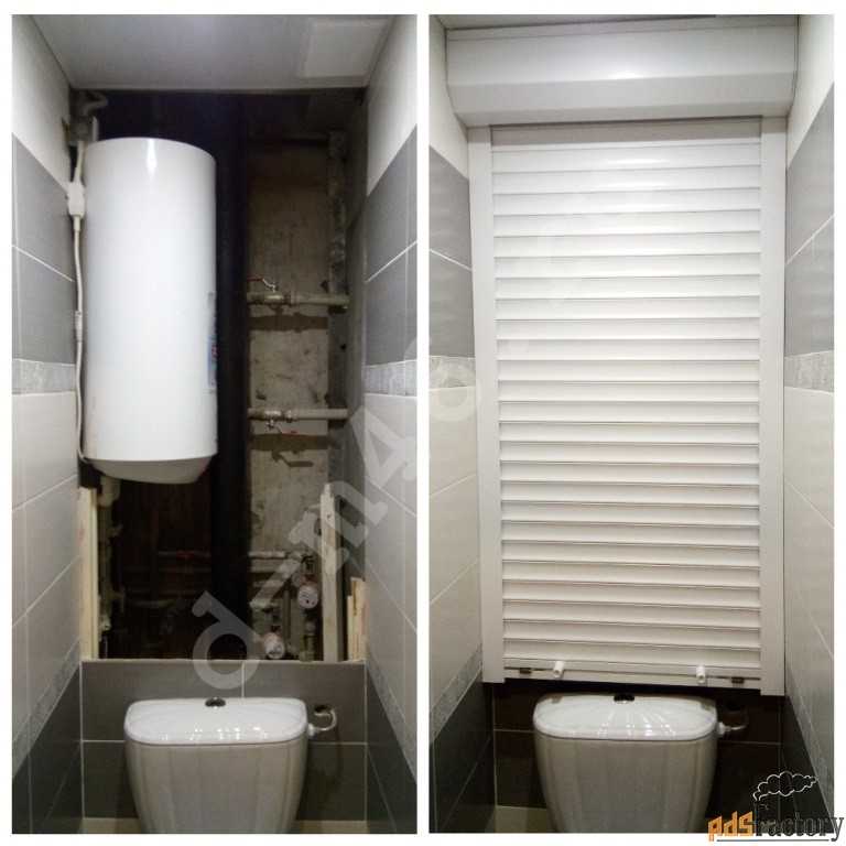 Жалюзи в туалете за унитазом: рулонные шторы с фотопечатью, чтобы закрыть трубы