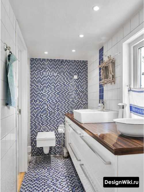 Светлые цвета, керамогранит под дерево, узоры и точечные акценты при общей простоте и функциональности  скандинавский стиль идеален для ванной комнаты