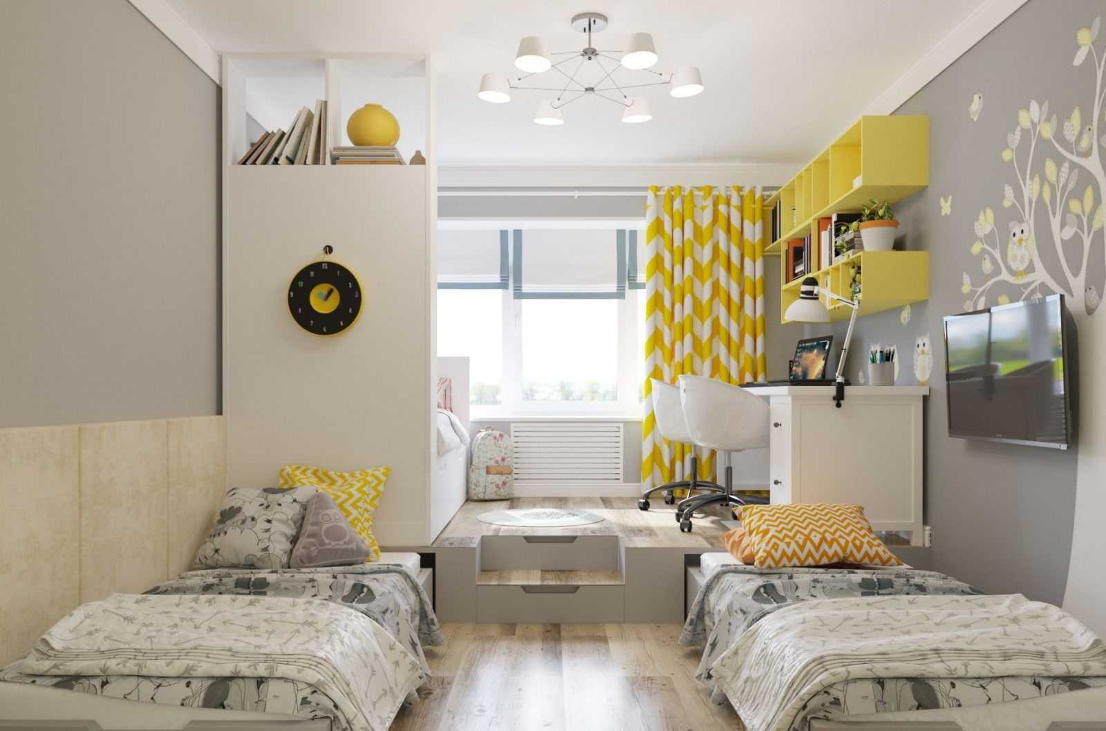 Дизайн детской комнаты для двух разнополых детей: стилизация и оформление (50 фото)