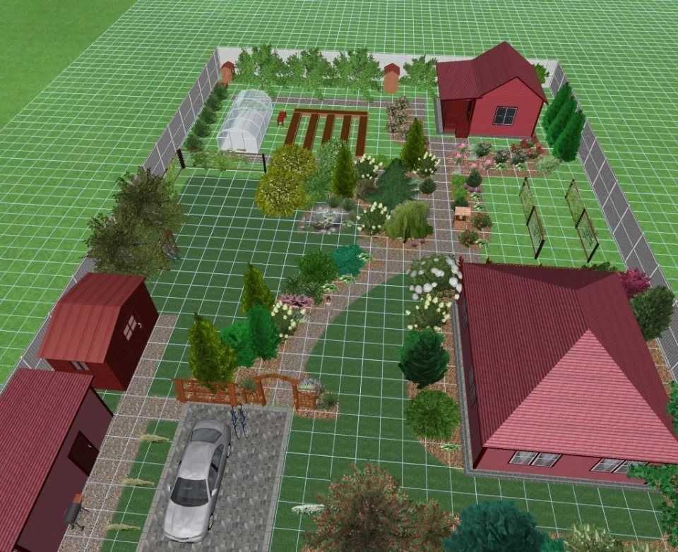 Планировка участка 20 соток с домом и баней и хозпостройками и огородом, ландшафтный дизайн
 - 21 фото