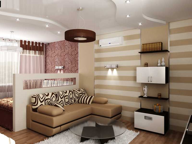 Дизайн комнаты 16 кв м спальнигостиной с фото Правила зонирования небольшой залы как можно разделить на две зоны Придаем визуальный объем при помощи цвета