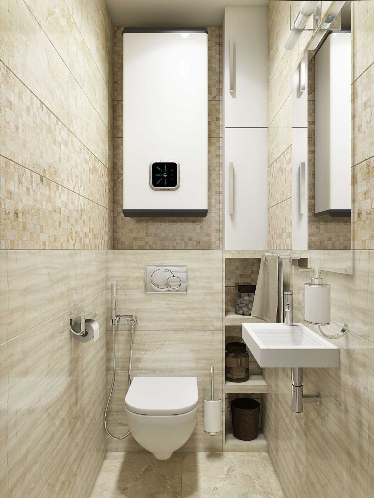 Плитка для туалета маленькой площади фото дизайн в светлых тонах