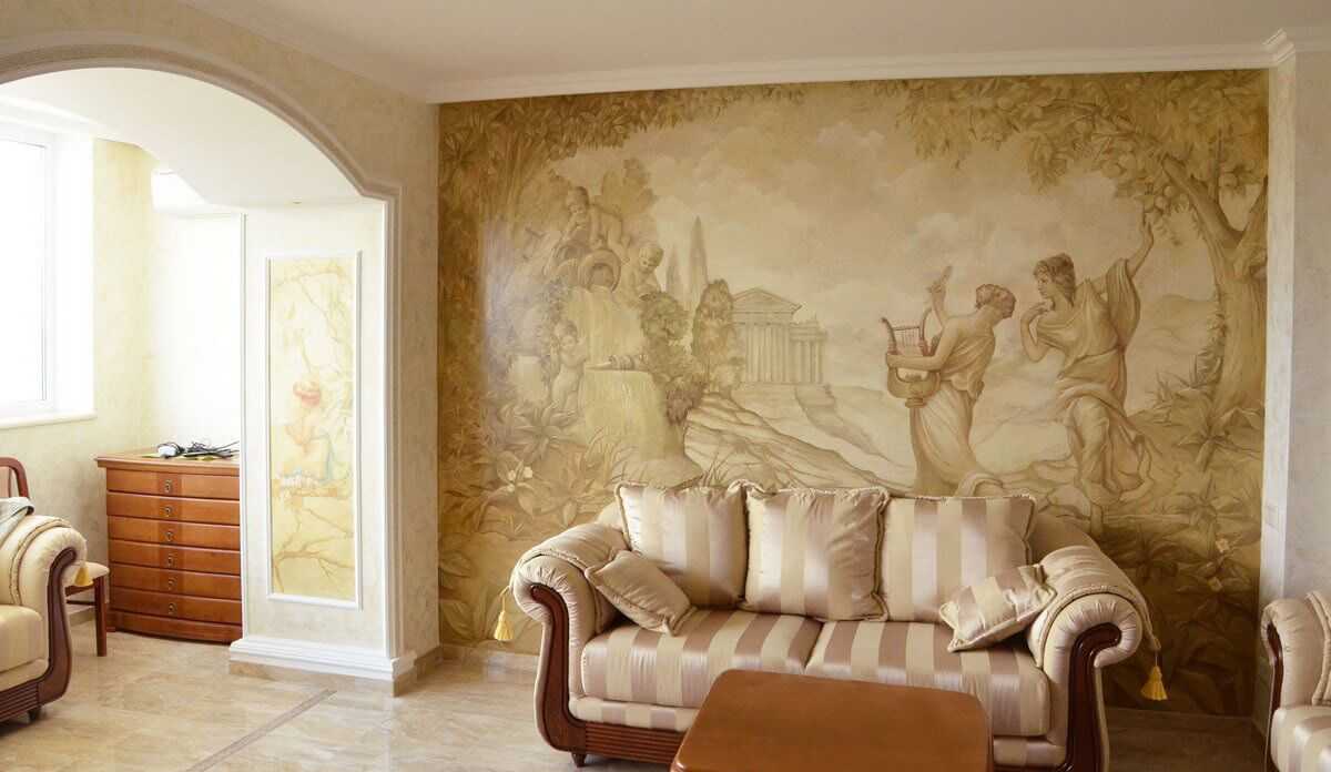 Фреска на стену — идеи декора и варианты оформления интерьера при помощи декоративных фресок (125 фото)
