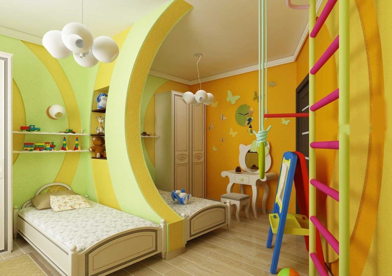 Детская комната для двоих детей (68 фото): дизайн-проекты, идеи обустройства