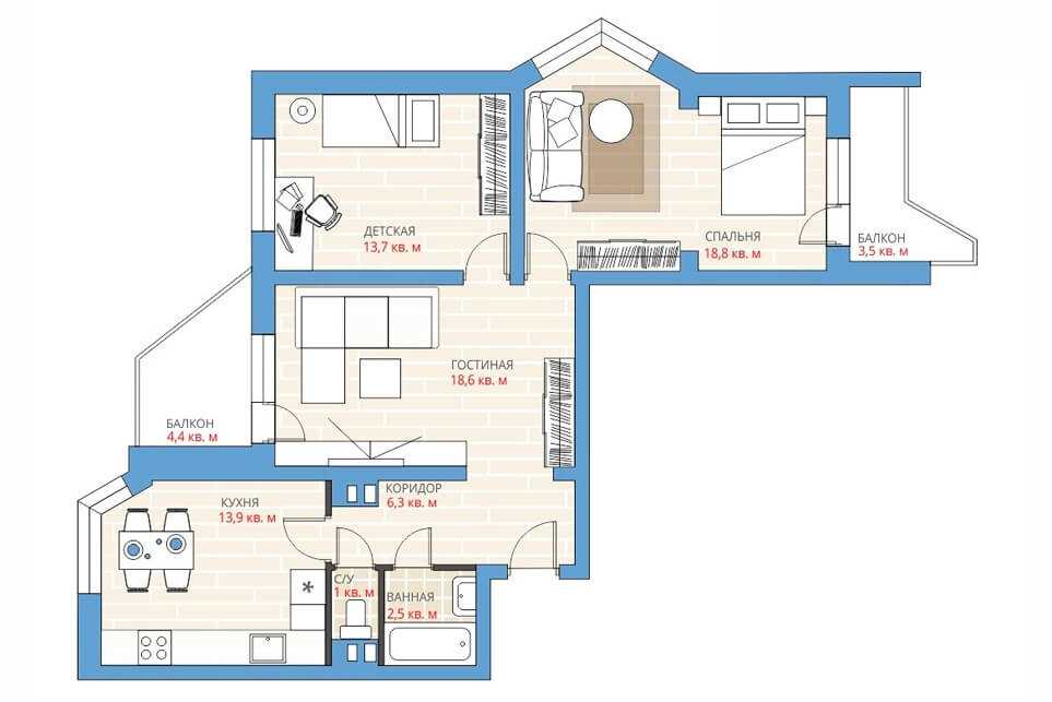 П44 планировка с размерами для 1 комнатной квартиры  основные особенности и характеристики таких помещений Способы оформления разных комнат Варианты планировок для однокомнатных квартир П44 и П44К, а также советы дизайнеров по перепланировке