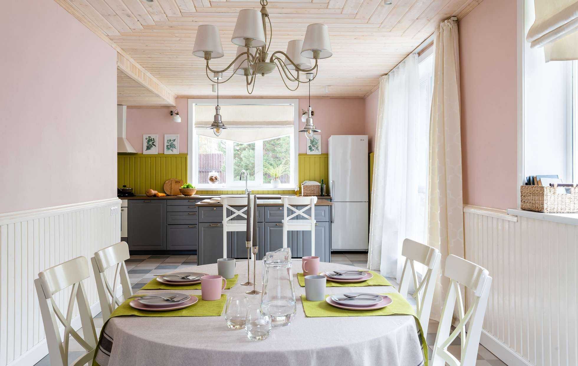 Вагонка в интерьере кухни, покрытие краской или лаком, выбор стиля