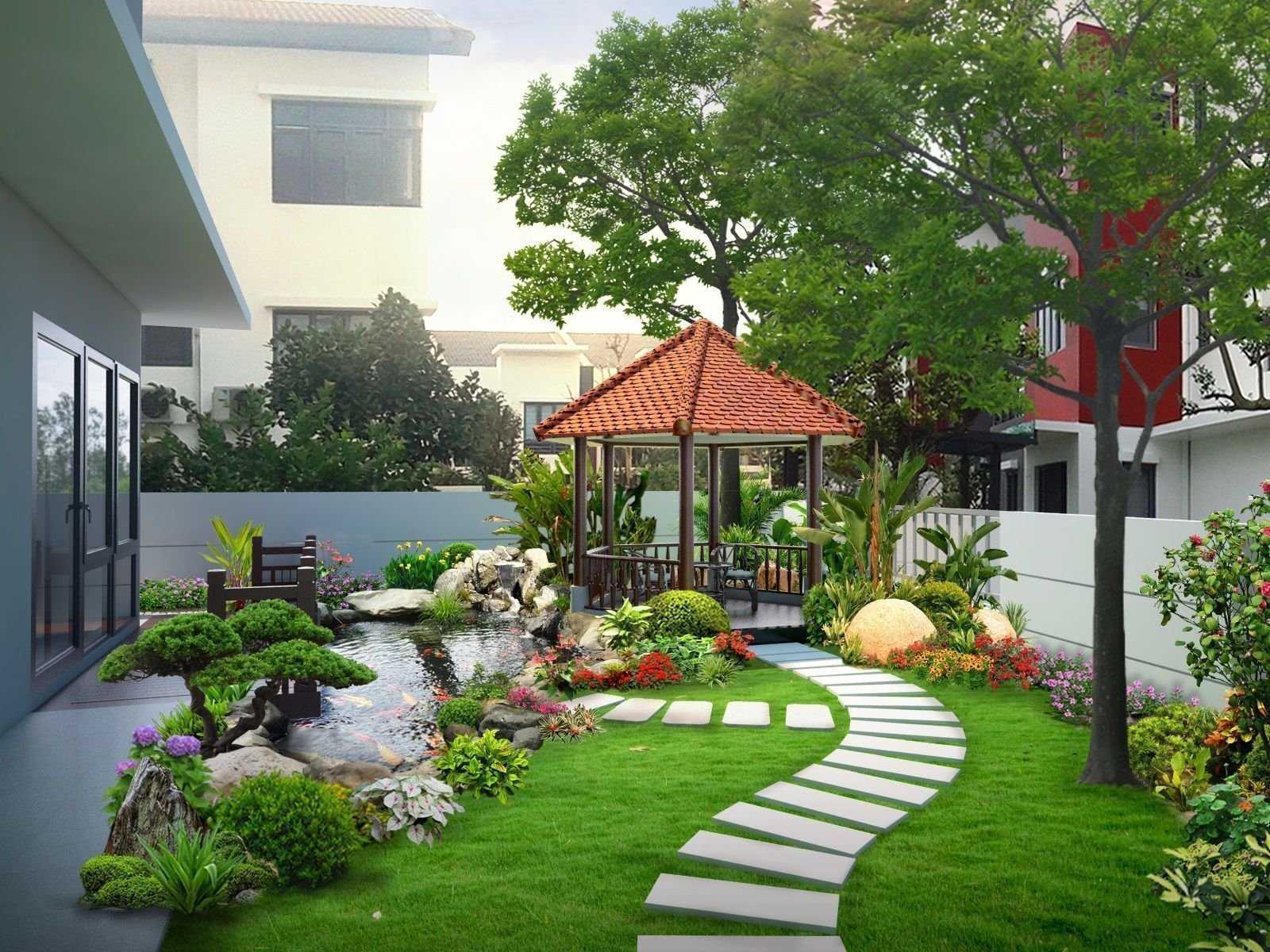 Дизайн двора частного дома | красивые идеи (+ 65 фото) !!!
