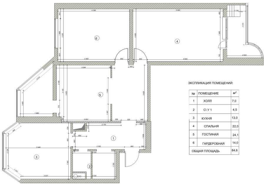 Планировка с размерами домов серии п-44